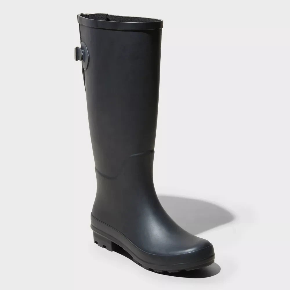 A New Day River Tall Rain Boots Black Size 5 New With Tags